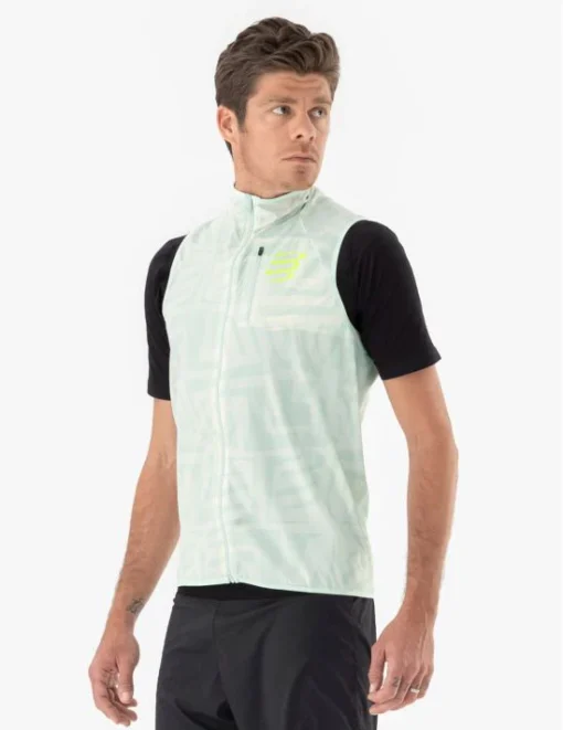 Chaleco Cortavientos Compressport Hurricane Hombre Sugar Swizzle/Ice Flow/Amarillo - Imagen 4