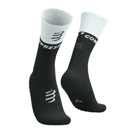 Calcetas de Caña Media y Compresión Compressport V2.0 Negro/Blanco Unisex