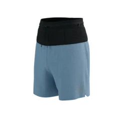 Short de Trail Running Compressport Trail Racing Overshort Hombre Faded Denim/Negro/Plata Reflectante
