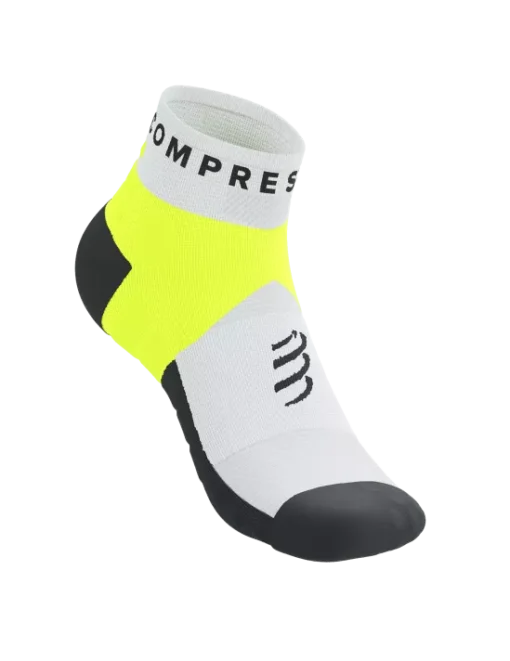 Ultra Trail Low Socks White/Black/Safety Yellow Compressport - Imagen 2
