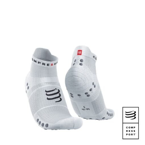 Calcetines de Running Pro Racing V4.0 Cortos Compressport Blancos