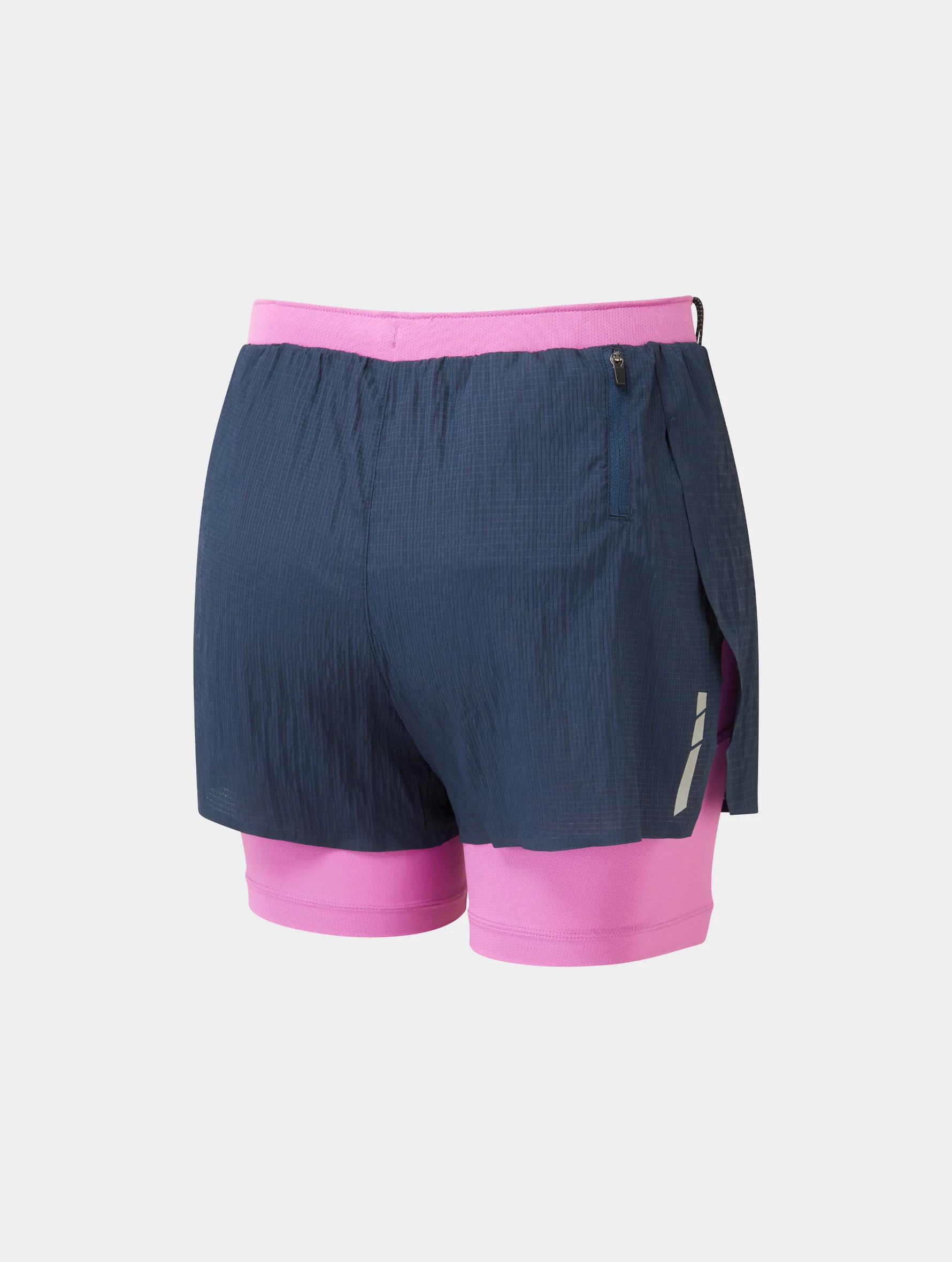 Short de Running Tech Race Twin Ronhill Mujer Azul con Fucsia - Imagen 2