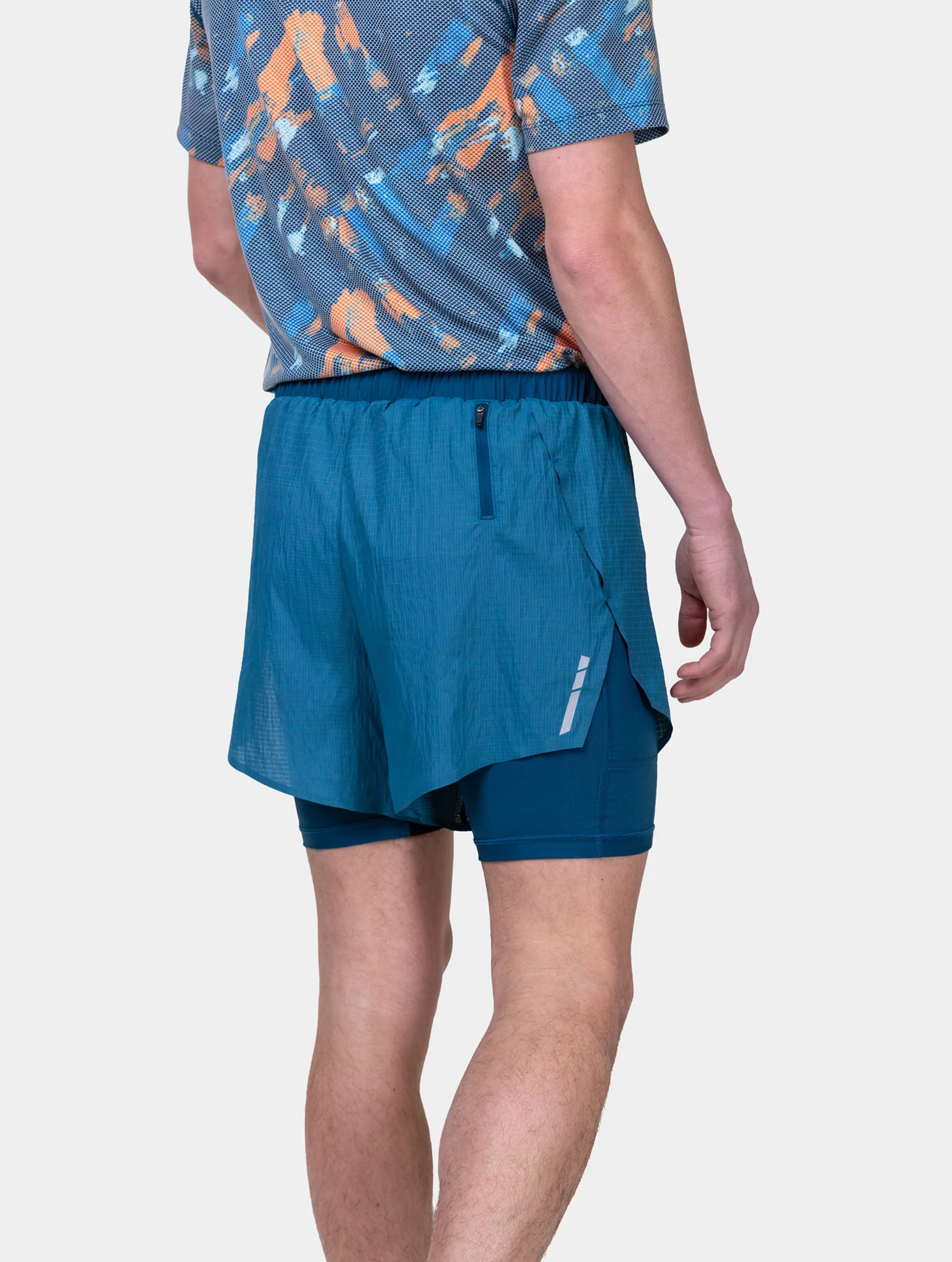 Short de Running Tech Race Twin Ronhill Hombre Azul Grisáceo - Imagen 6