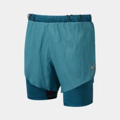Short de Running Tech Race Twin Ronhill Hombre Azul Grisáceo