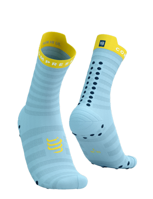 Imagen de Calcetines Running Compressport Unisex Azul Amarillo Ultraligeros Transpirables