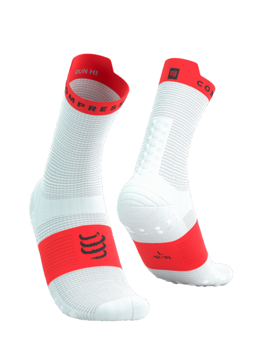 Imagen de Calcetines Running Compressport Unisex Blanco Rojo Ventilación Óptima