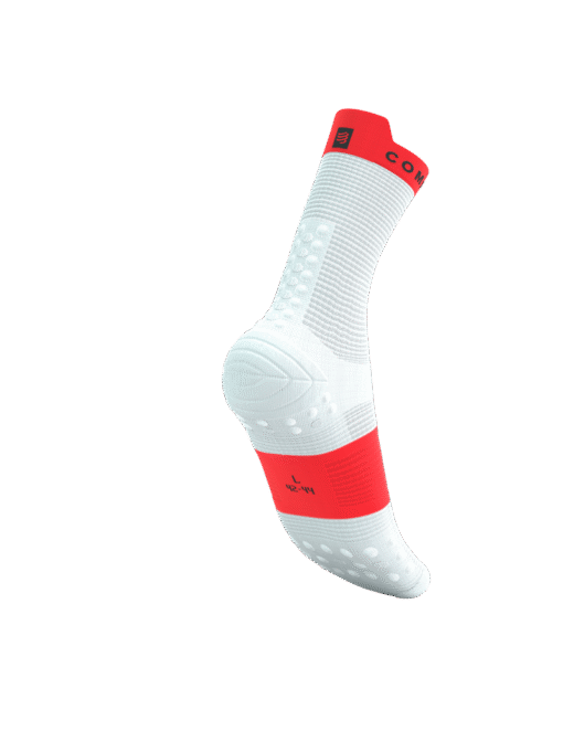 Imagen de Calcetines Running Compressport Unisex Blanco Rojo Ventilación Óptima 3