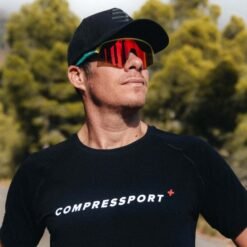 Gorra Running Compressport Unisex Negro Reflectante Ajustable 3