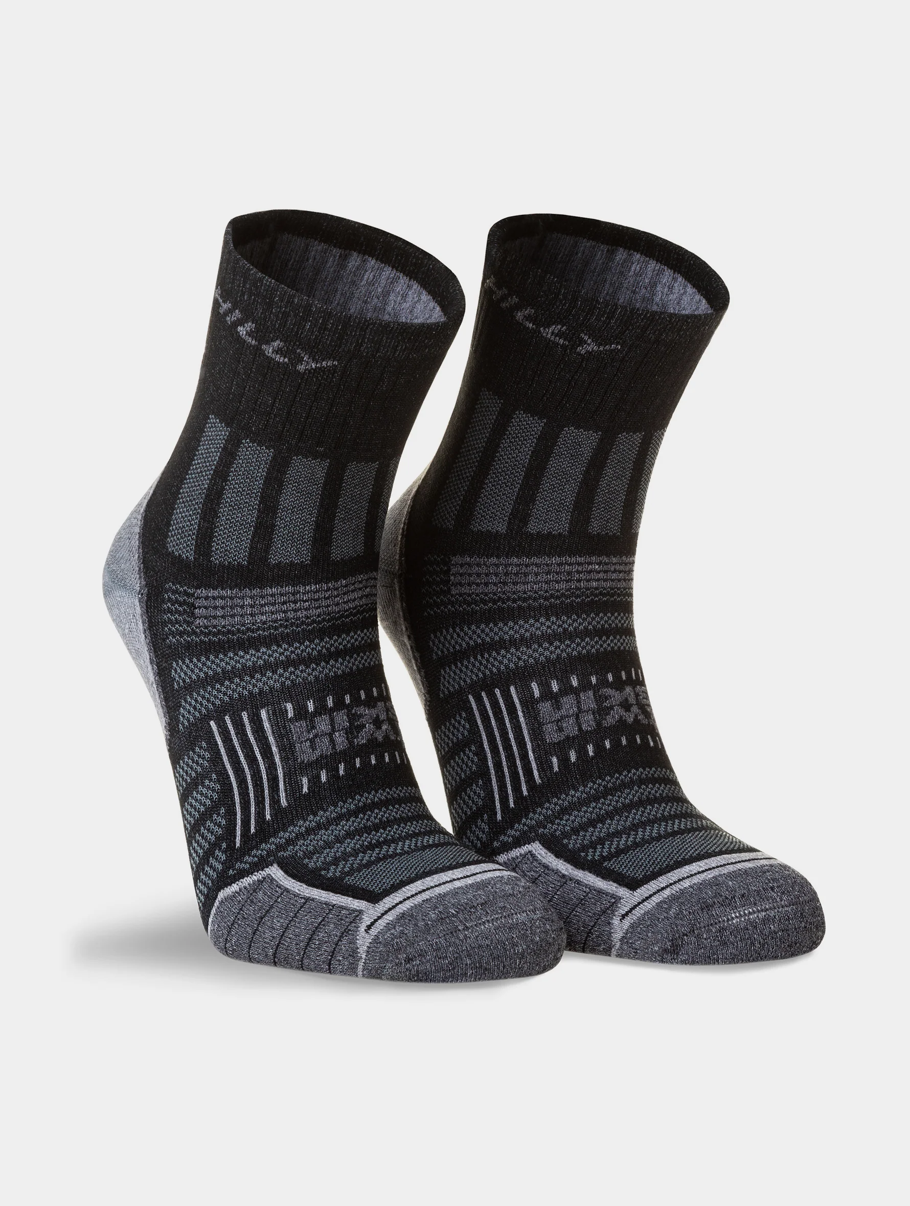 Calcetines Running Anti-Ampollas Hilly Twin Skin Doble Capa Negro Gris Amortiguación Mínima