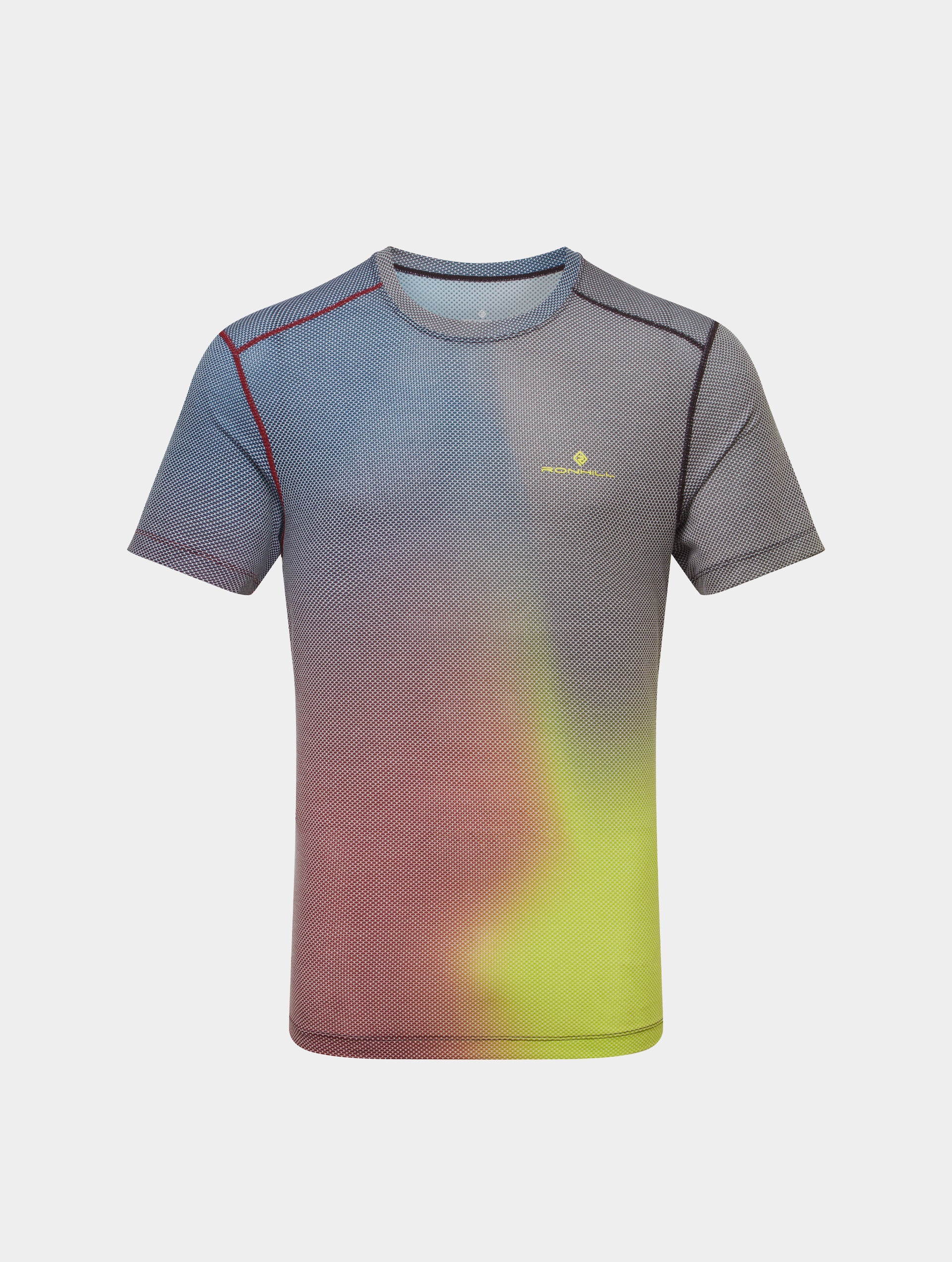Polera Running Ronhill Tech Golden Hour Hombre Cyan/Acid Lime Merge - Imagen 3