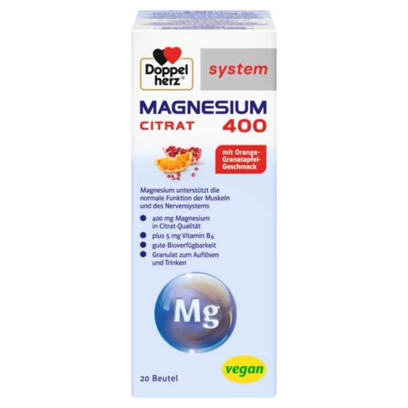 Citrato de Magnesio 400 mg Doppelherz® 20 Sobres Sabor Naranja-Granada - Imagen 5