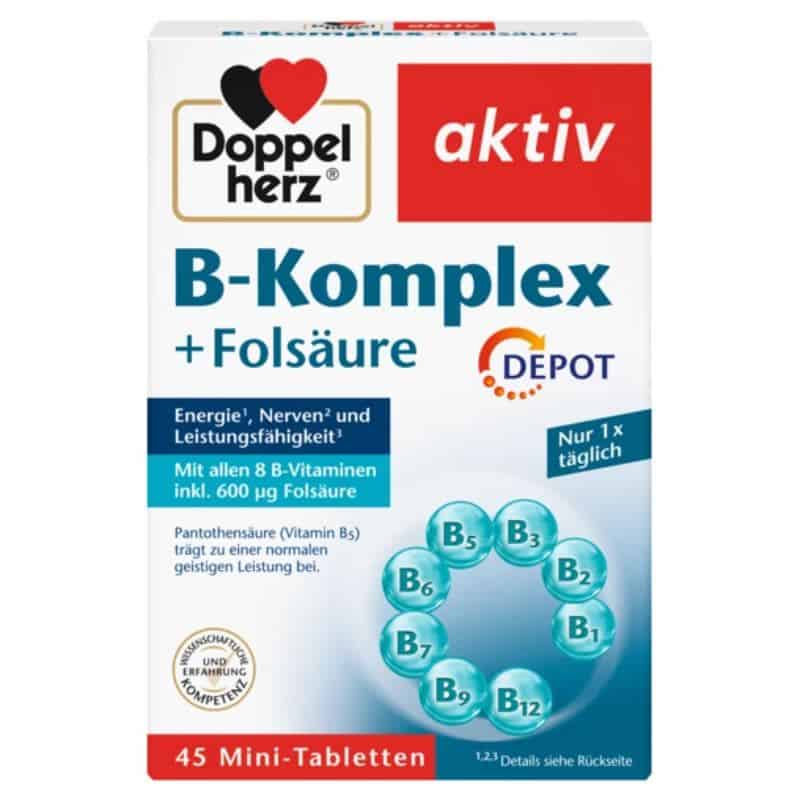 Complejo B + Ácido Fólico DEPOT Doppelherz® 45 Tabletas