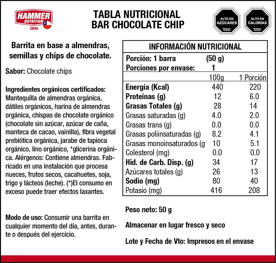 Hammer Bar Barra Energética Chocolate-Chips Hammer Nutrition - Imagen 3