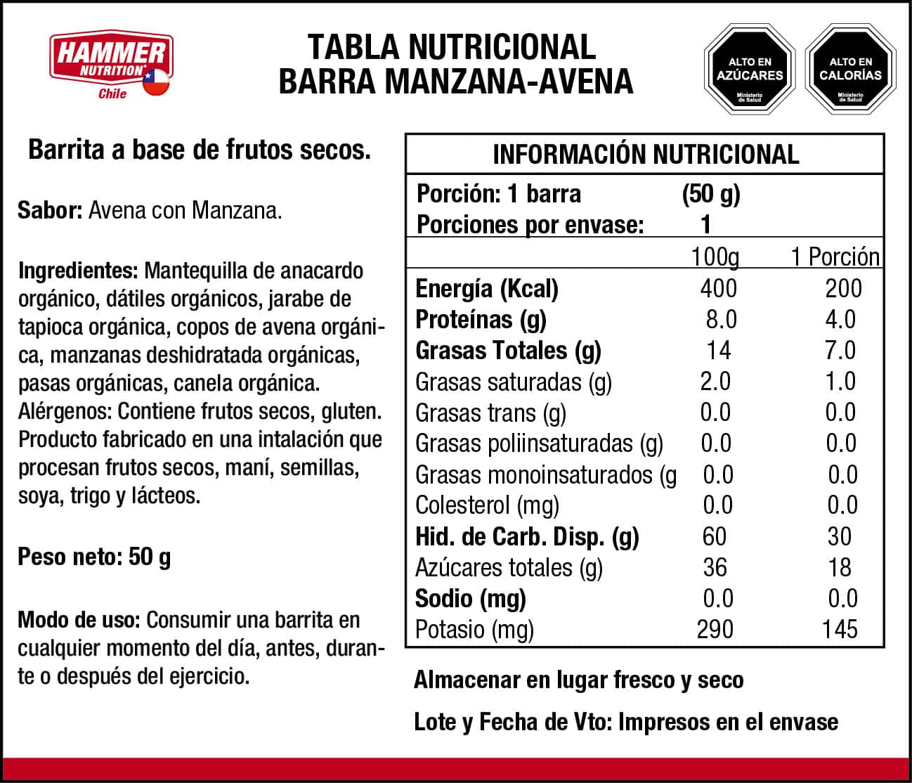 Hammer Bar Barra Energética Manzana-Avena Hammer Nutrition - Imagen 3