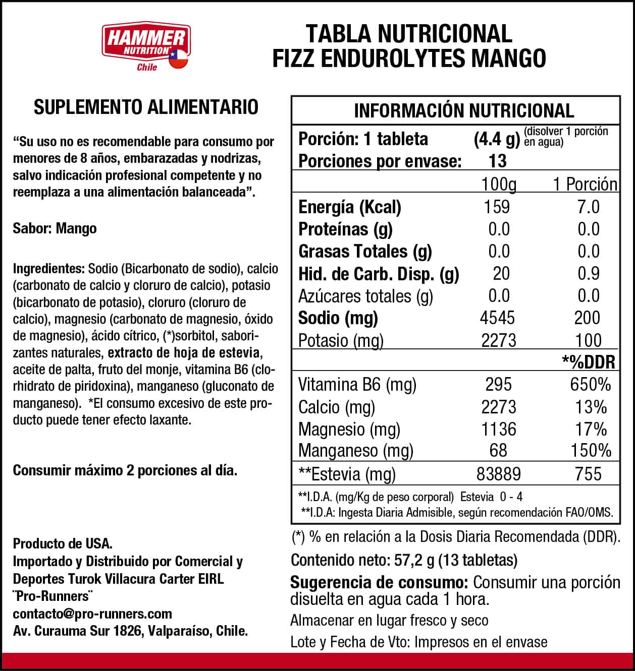 Endurolytes Fizz® Mango 13 Tabletas Tubo Hammer Nutrition - Imagen 2