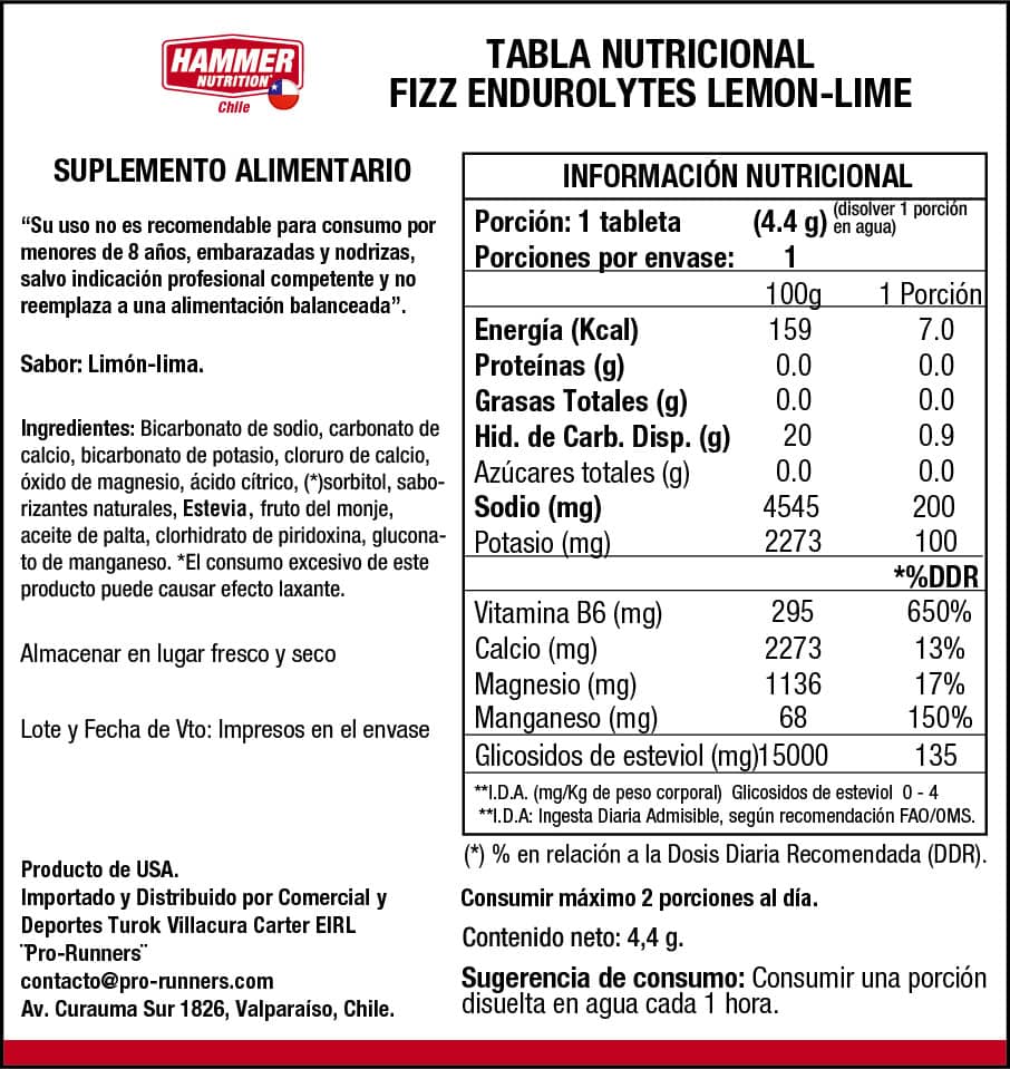 Endurolytes Fizz® Tableta Individual Lemon-Lime Hammer Nutrition - Imagen 2