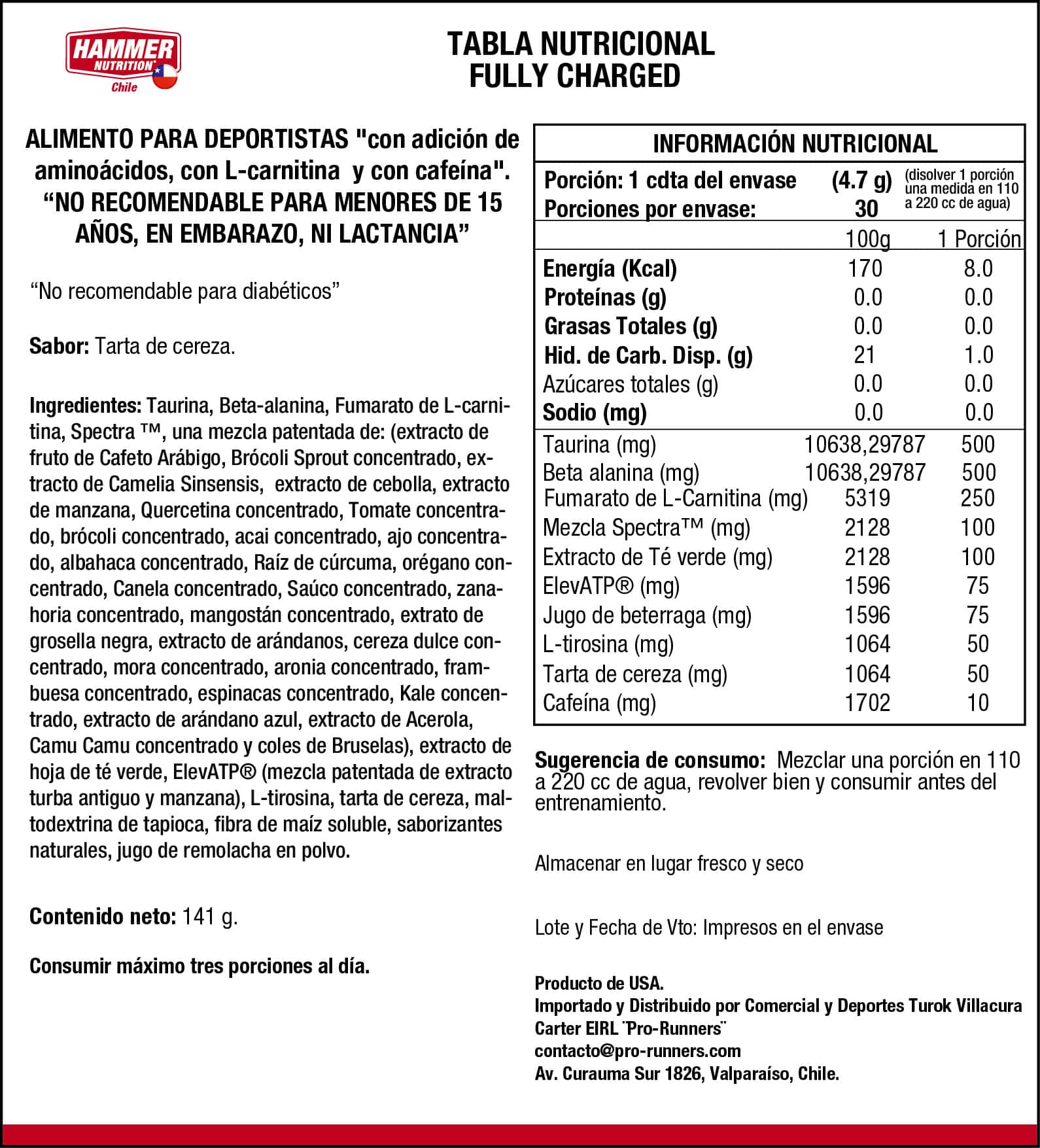 Fully Charged Preentreno Hammer Nutrition - Imagen 3