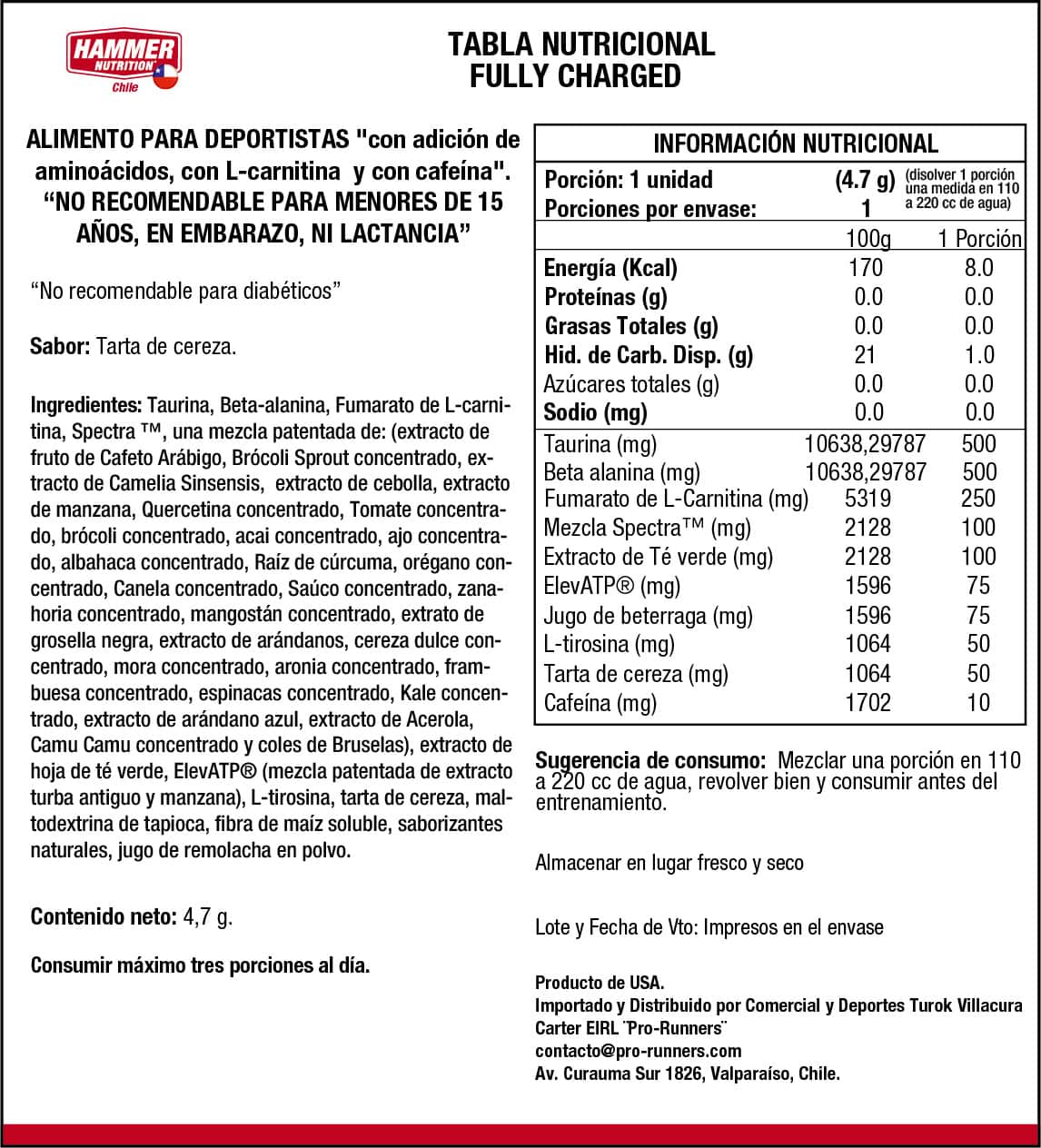 Fully Charged Preentreno Hammer Nutrition - Imagen 2