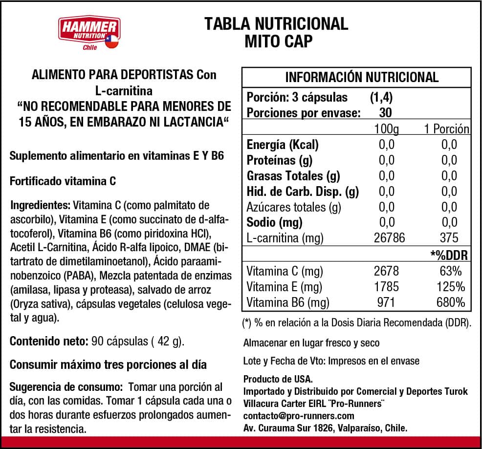 Mito Caps Protección Mitocondrial Hammer Nutrition 90 Cápsulas - Imagen 2