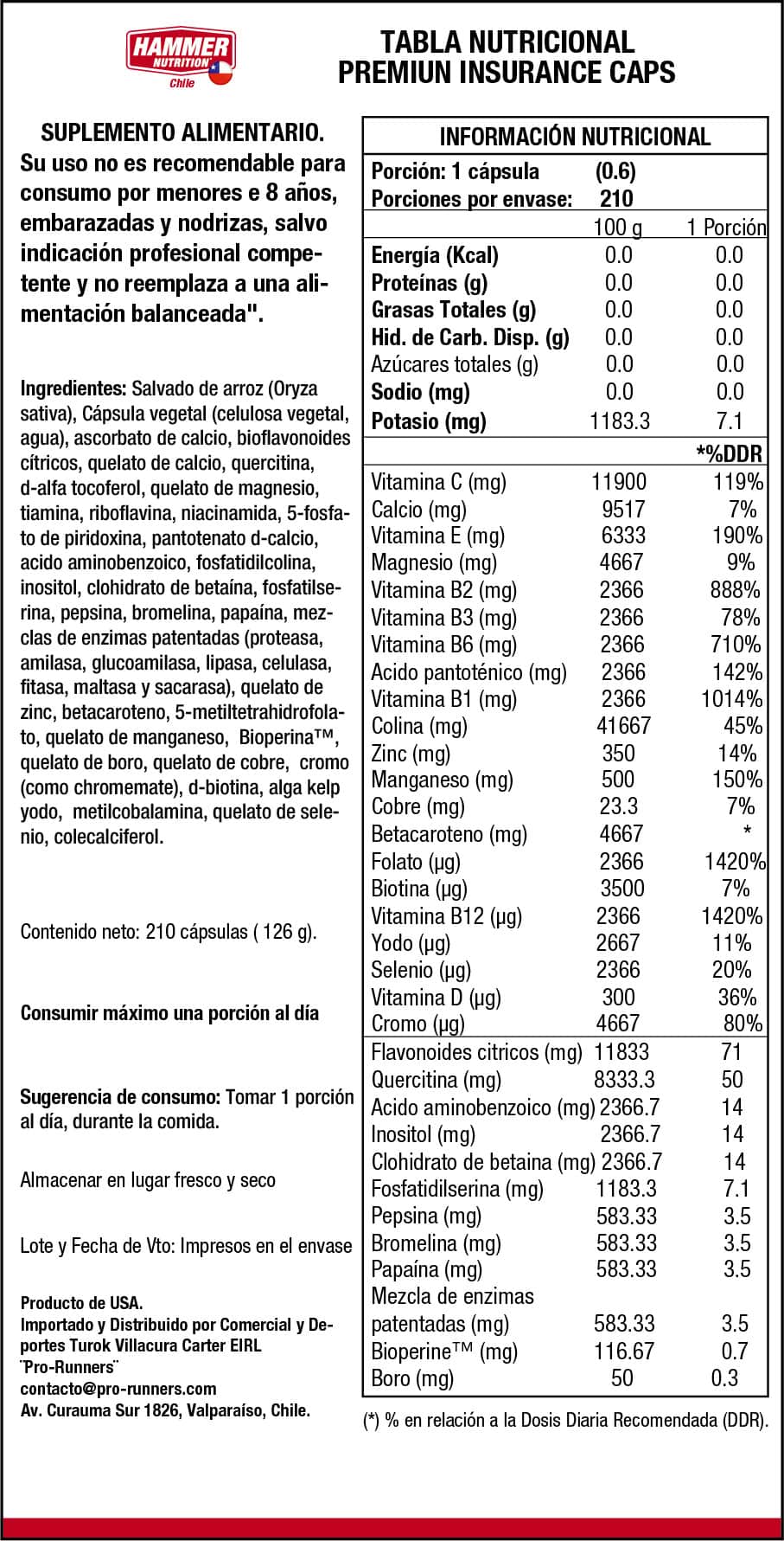 Multivitamínico Premium Insurance Caps Hammer Nutrition - Imagen 3