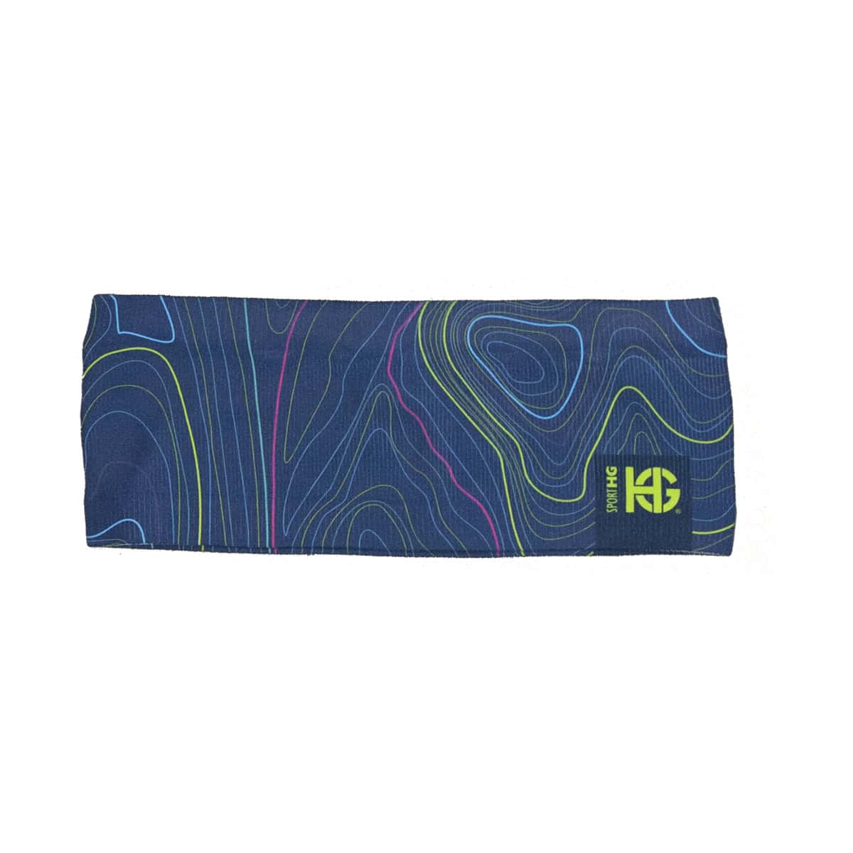 Cintillo Running SportHG Unisex Azul Marino Topográfico GROOVE Climatherm UPF 40