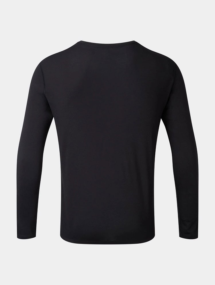 Polera Manga Larga Running Ronhill Hombre Negra Blanco Core Transpirable - Imagen 2